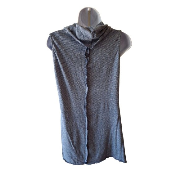 Pure Essence Women Tunic Top SP Blue Sleeveless Button Front Cowl Neck Lagenlook - Picture 2 of 7